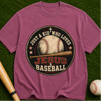 Jesus & Baseball T-Shirt — "Just a Kid Who Loves Jesus & Baseball" Vintage Tee
