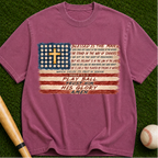Christian Baseball American Flag T-Shirt — "Play Ball His Glory"