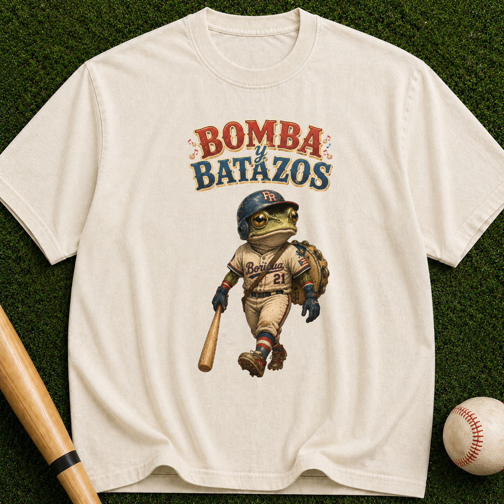 Bomba Batazos Baseball T-Shirt – Vintage Frog Batter Graphic