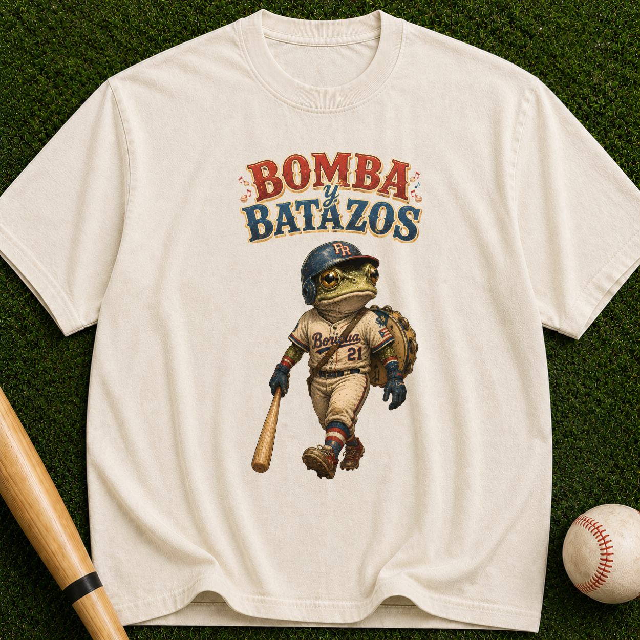 Bomba Batazos Baseball T-Shirt – Vintage Frog Batter Graphic