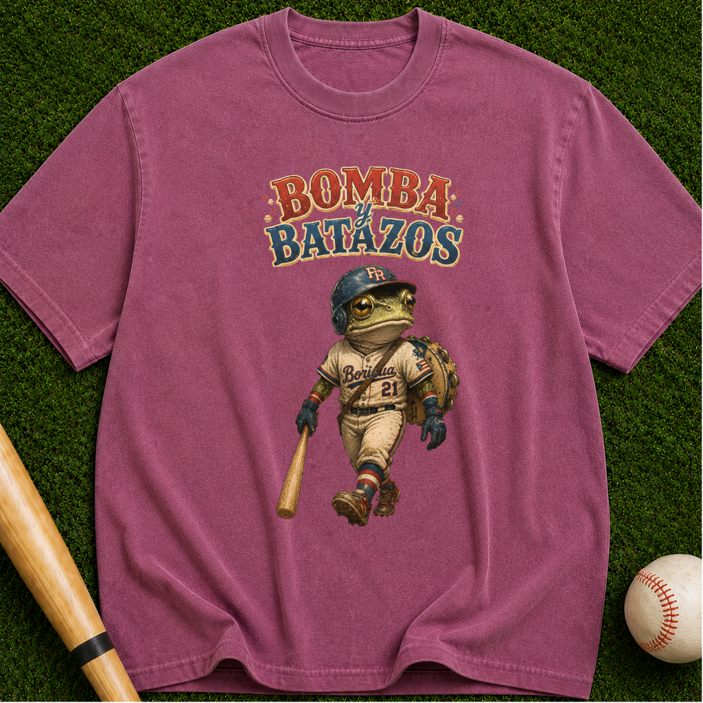Bomba Batazos Baseball T-Shirt – Vintage Frog Batter Graphic