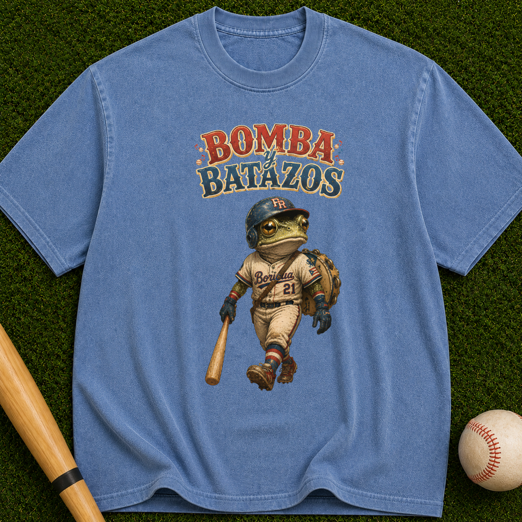 Bomba Batazos Baseball T-Shirt – Vintage Frog Batter Graphic