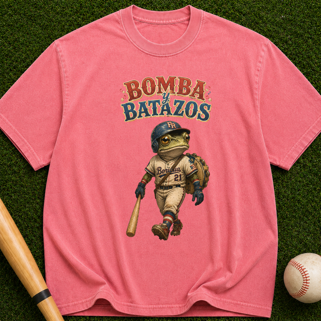 Bomba Batazos Baseball T-Shirt – Vintage Frog Batter Graphic