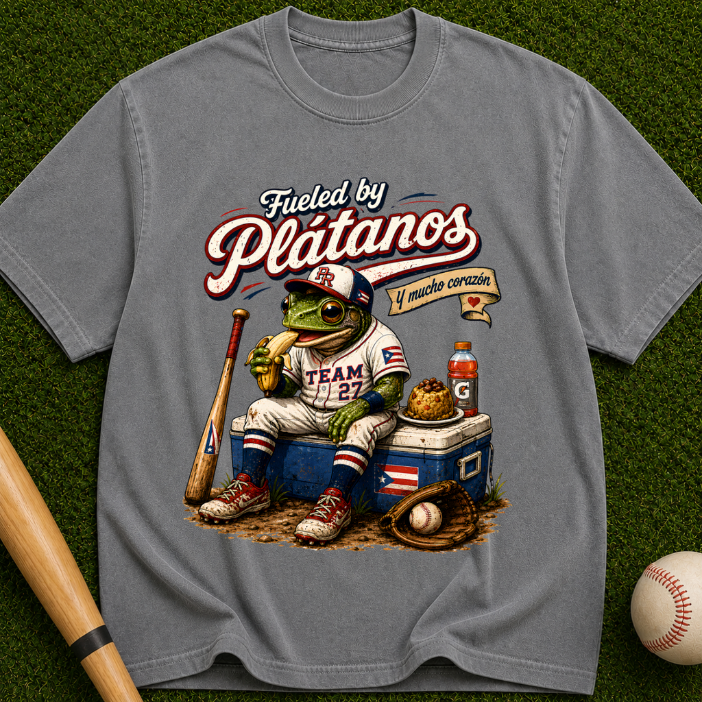 Platanos Baseball Frog — "Fueled by Platanos" Vintage Sport Tee