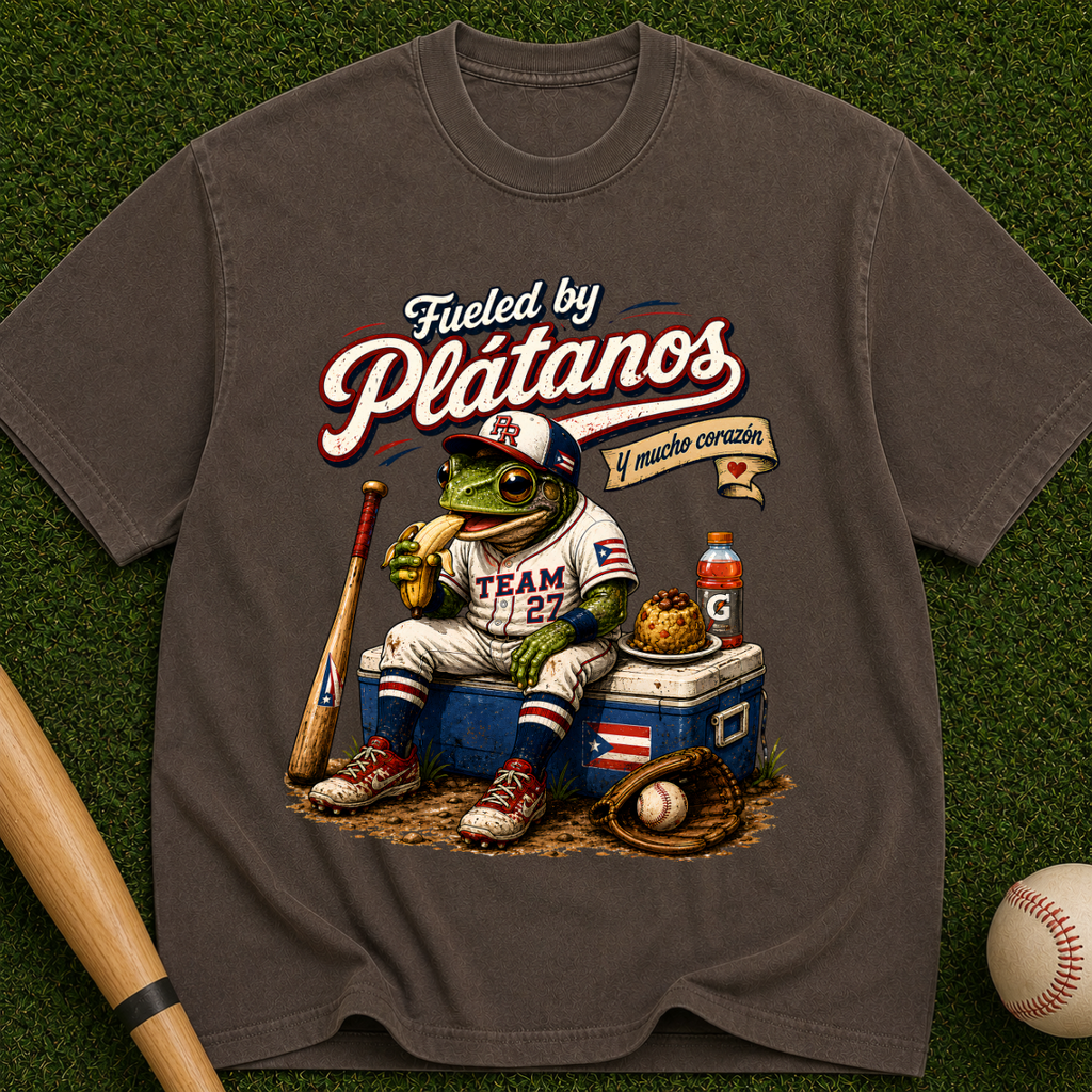 Platanos Baseball Frog — "Fueled by Platanos" Vintage Sport Tee