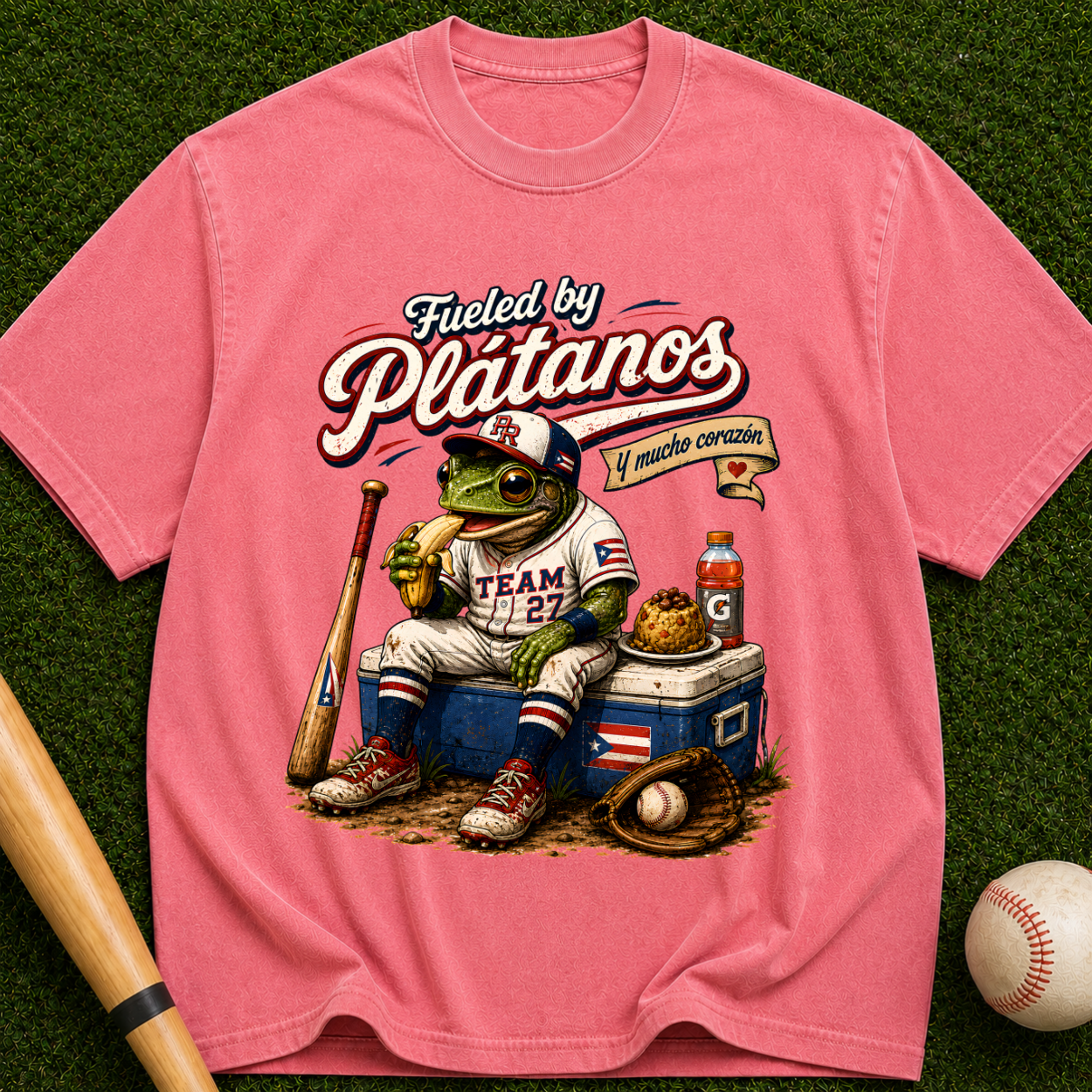 Platanos Baseball Frog — "Fueled by Platanos" Vintage Sport Tee