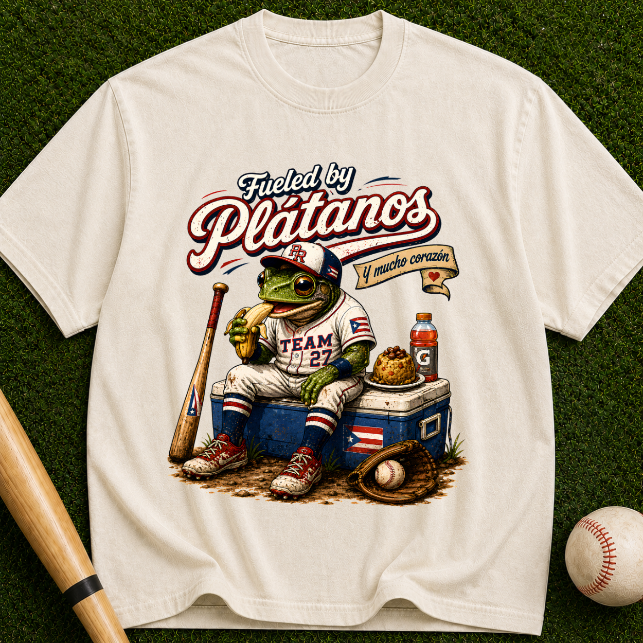 Platanos Baseball Frog — "Fueled by Platanos" Vintage Sport Tee