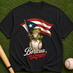 Boricua de Corazón T‑Shirt — Puerto Rican Flag Frog on Baseball
