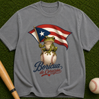 Boricua de Corazón T‑Shirt — Puerto Rican Flag Frog on Baseball