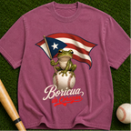 Boricua de Corazón T‑Shirt — Puerto Rican Flag Frog on Baseball