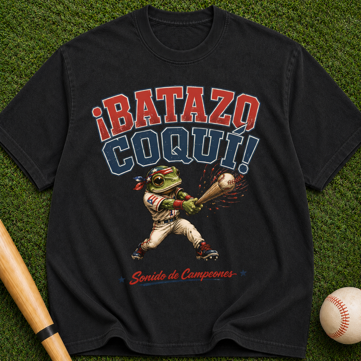 ¡Batazo Coquí! Baseball — Puerto Rican Coquí Mascot, "Sonido de Campeones" Vintage Tee