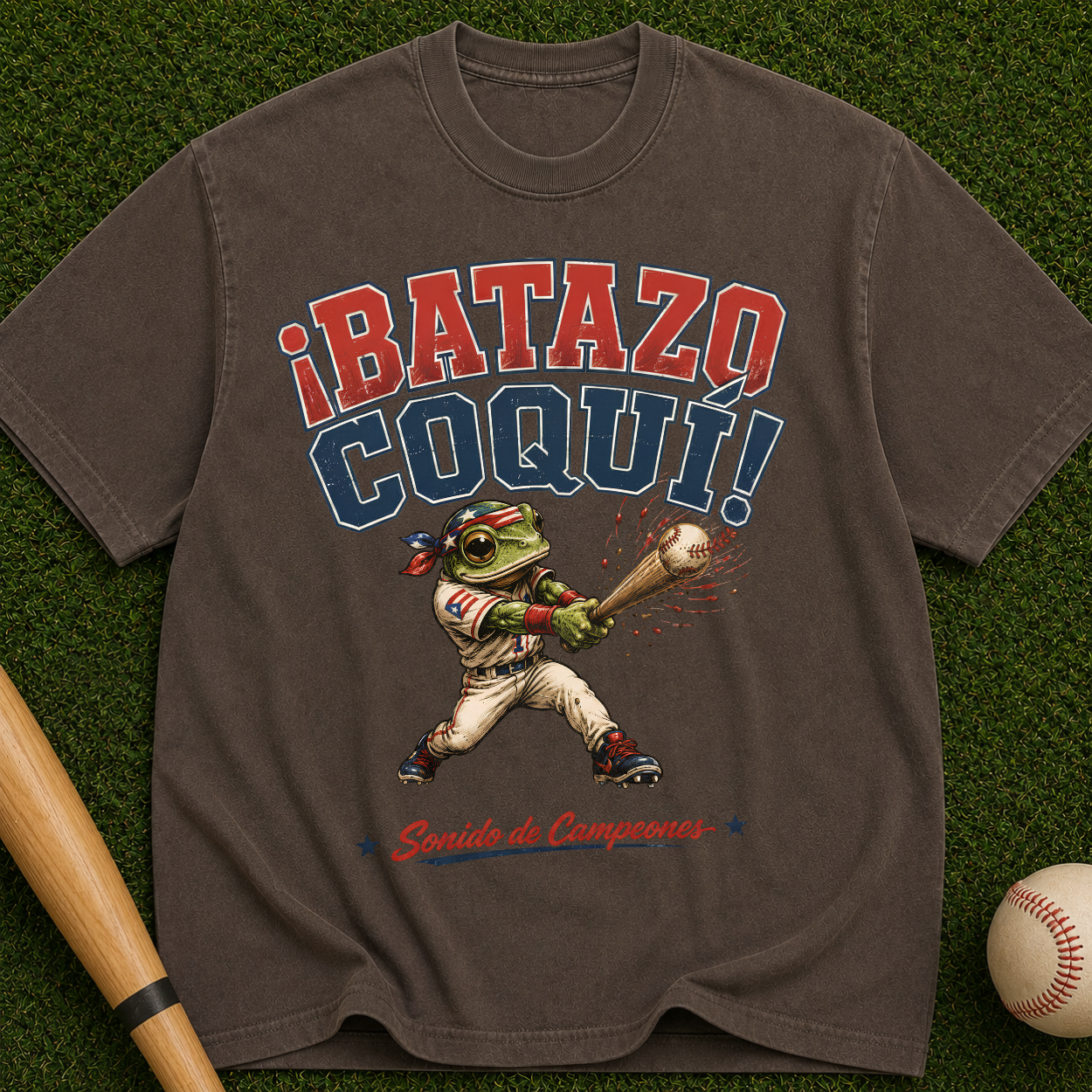 ¡Batazo Coquí! Baseball — Puerto Rican Coquí Mascot, "Sonido de Campeones" Vintage Tee