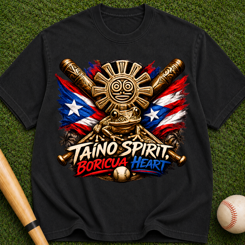 Taino Spirit Boricua Heart Puerto Rico Flag Graphic