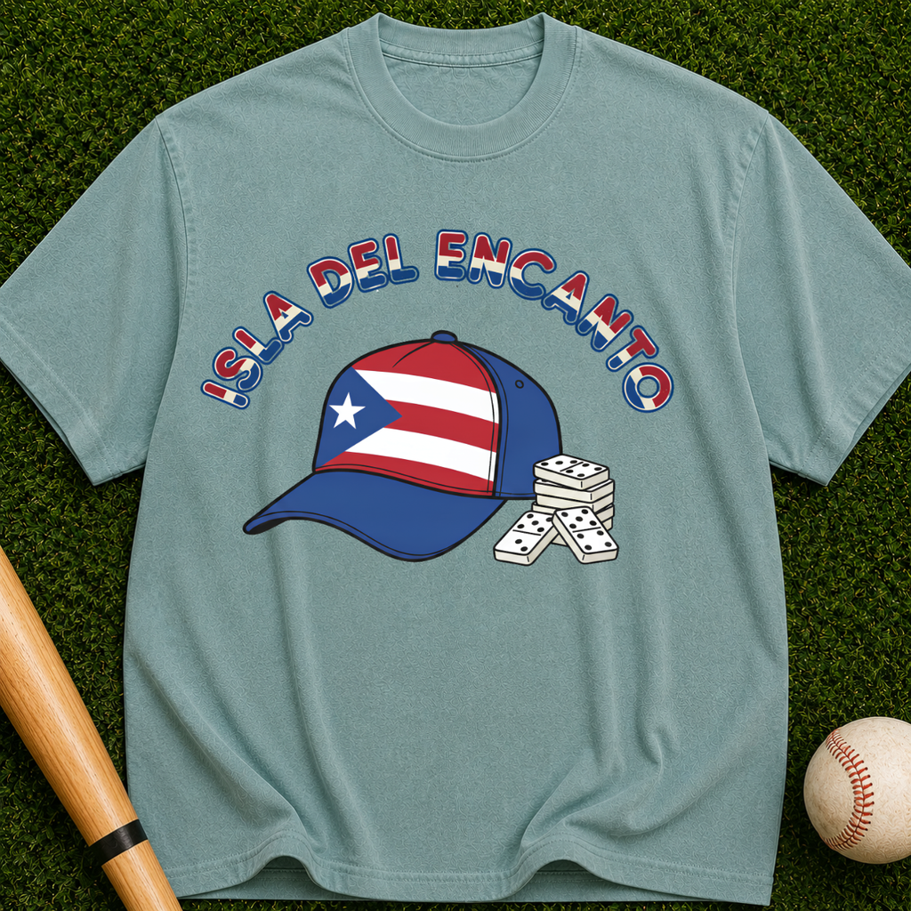 Isla del Encanto - Puerto Rico Flag Baseball Cap Graphic Tee
