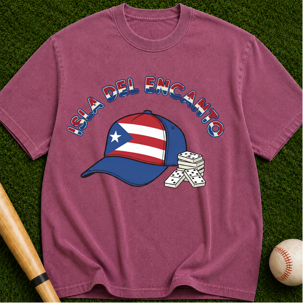 Isla del Encanto - Puerto Rico Flag Baseball Cap Graphic Tee