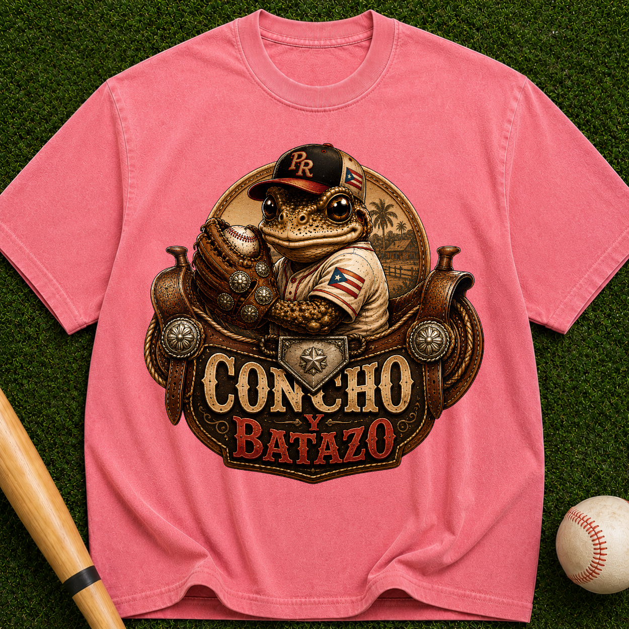 Concho Batazo Graphic Tee - Vintage Western Baseball Design