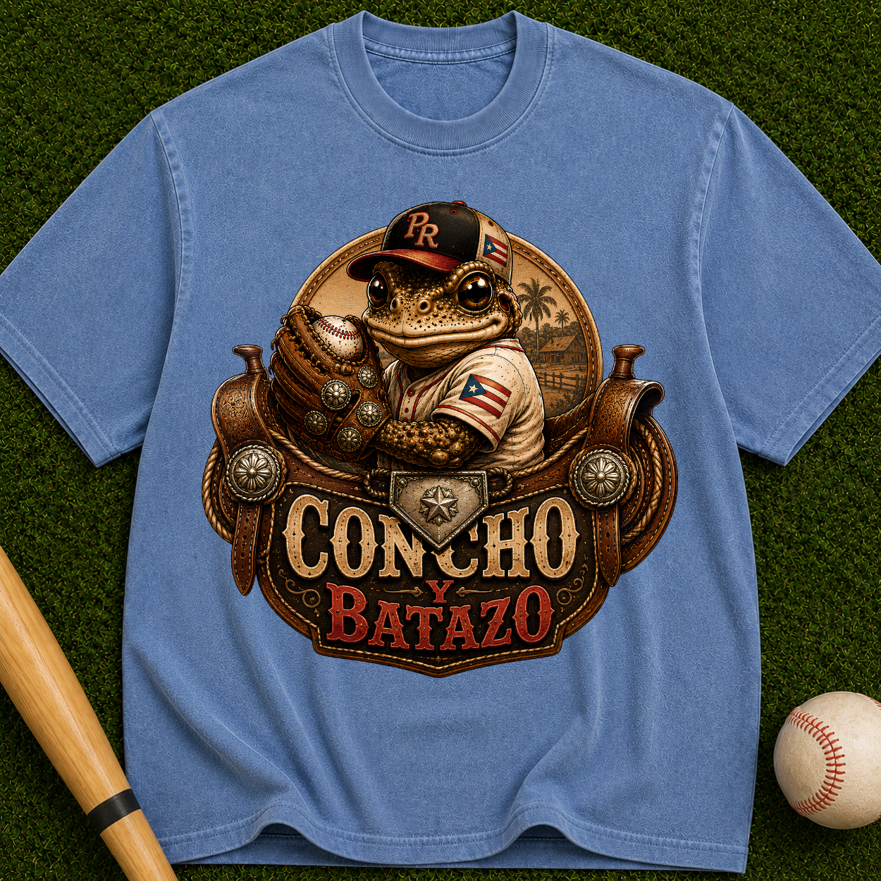 Concho Batazo Graphic Tee - Vintage Western Baseball Design