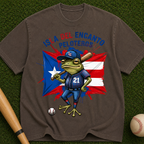 Peloteros Puerto Rico T-Shirt - Isla del Encanto Baseball Frog Design