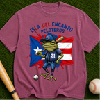 Peloteros Puerto Rico T-Shirt - Isla del Encanto Baseball Frog Design