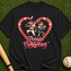 Baseball Lovers T-Shirt - Pareja Campeones' Retro Heart Design