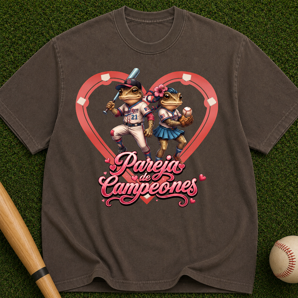 Baseball Lovers T-Shirt - Pareja Campeones' Retro Heart Design