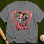Baseball Lovers T-Shirt - Pareja Campeones' Retro Heart Design