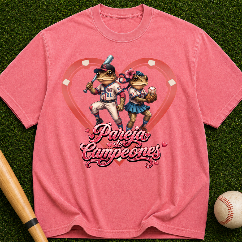 Baseball Lovers T-Shirt - Pareja Campeones' Retro Heart Design