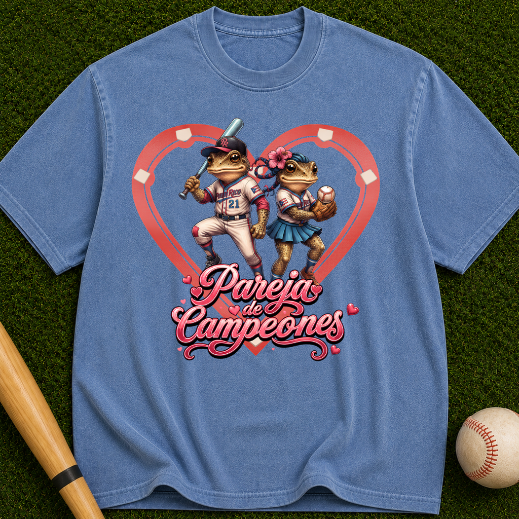 Baseball Lovers T-Shirt - Pareja Campeones' Retro Heart Design