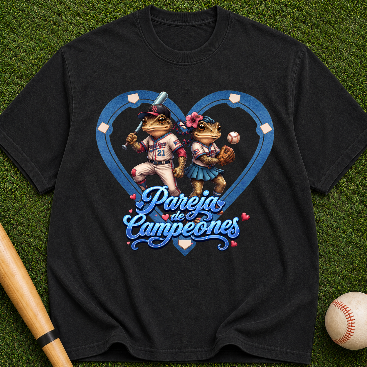Pareja Campeones Baseball Heart Design