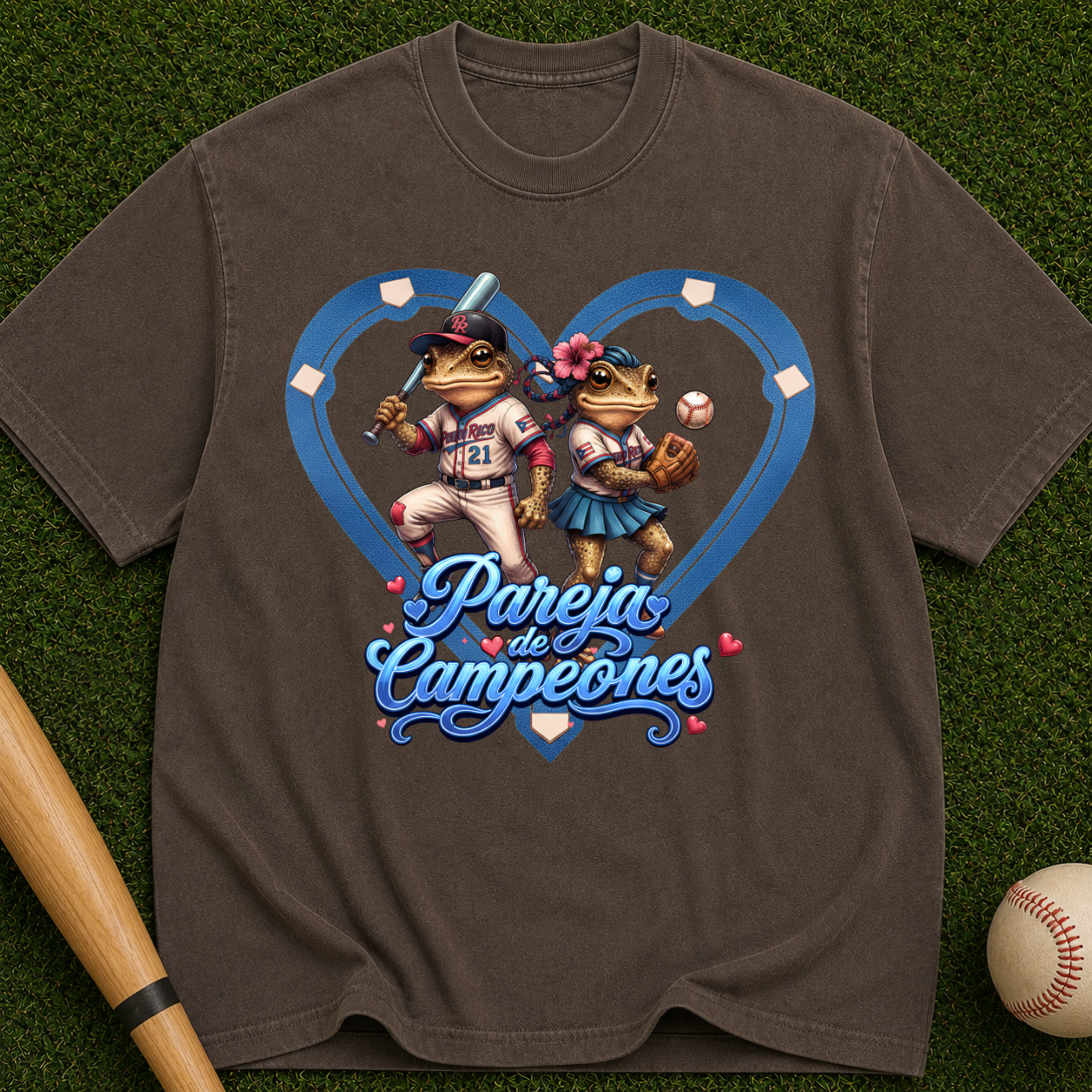 Pareja Campeones Baseball Heart Design
