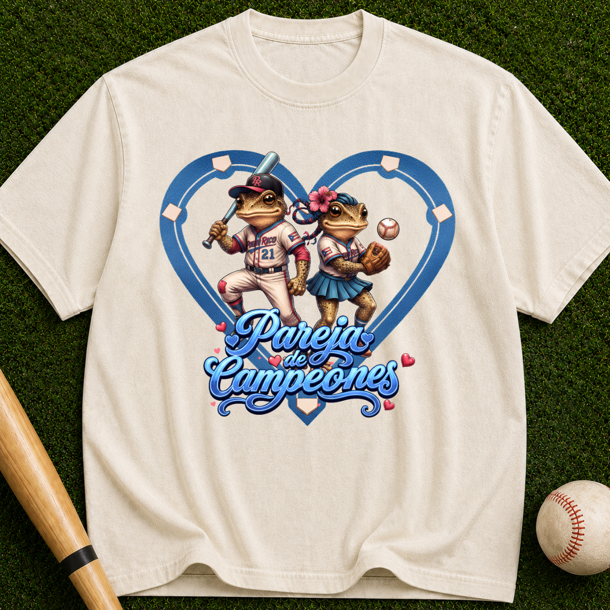 Pareja Campeones Baseball Heart Design