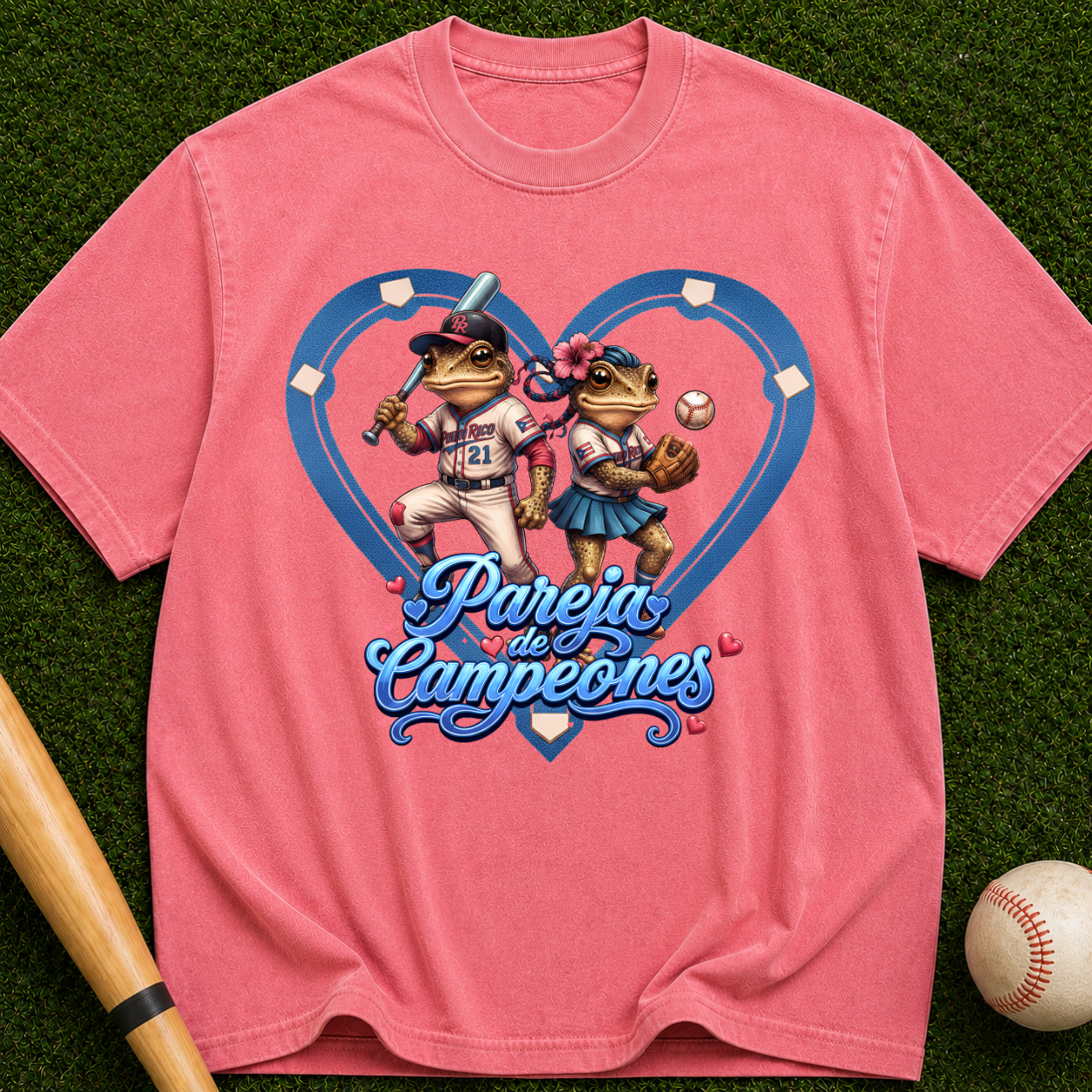 Pareja Campeones Baseball Heart Design