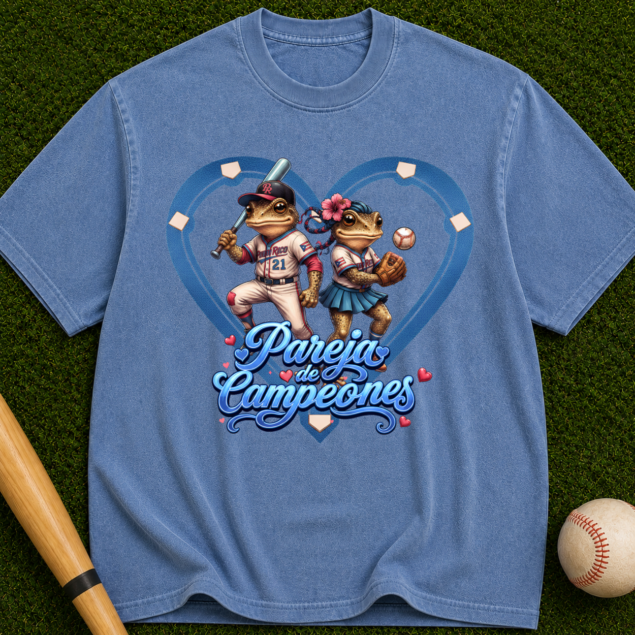 Pareja Campeones Baseball Heart Design
