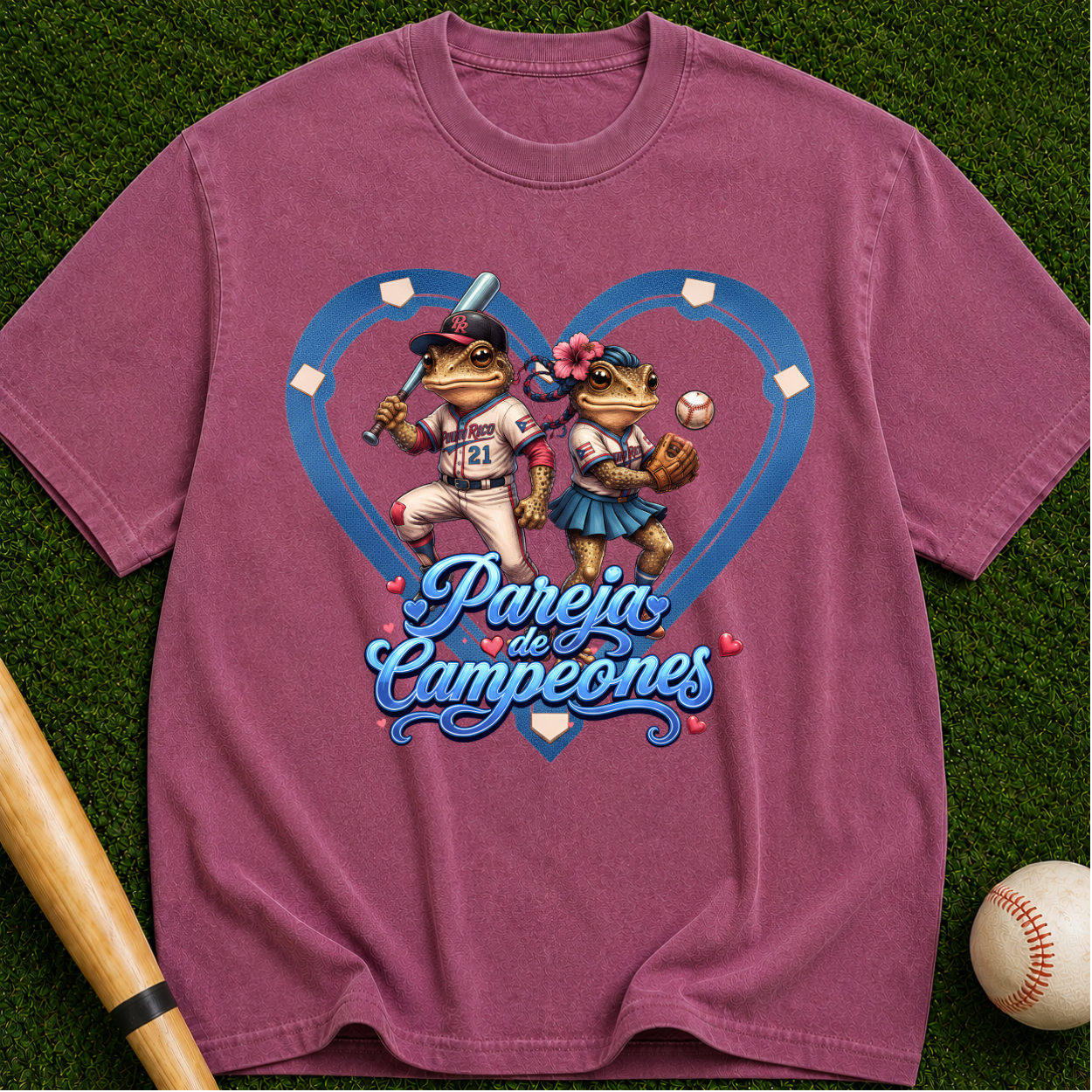 Pareja Campeones Baseball Heart Design