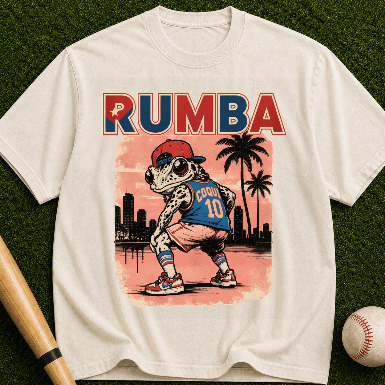 Rumba Baseball Graphic T-Shirt — Retro Palm Beach Vibe