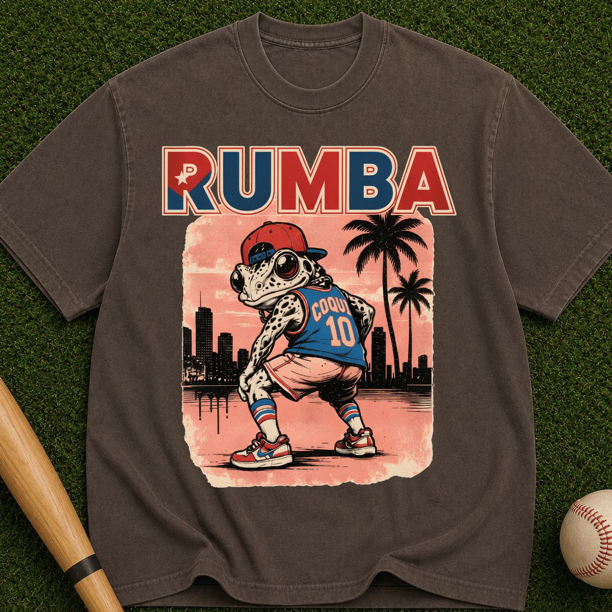 Rumba Baseball Graphic T-Shirt — Retro Palm Beach Vibe