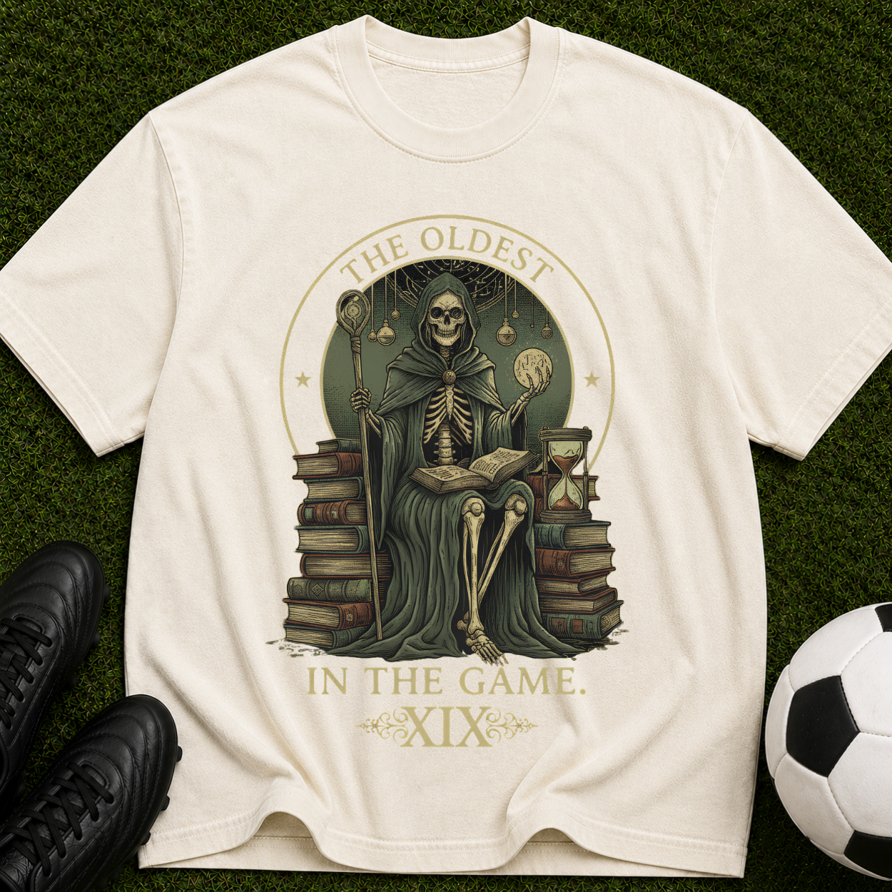 Vintage Skeleton 'The Oldest in the Game XIX' Graphic T-Shirt