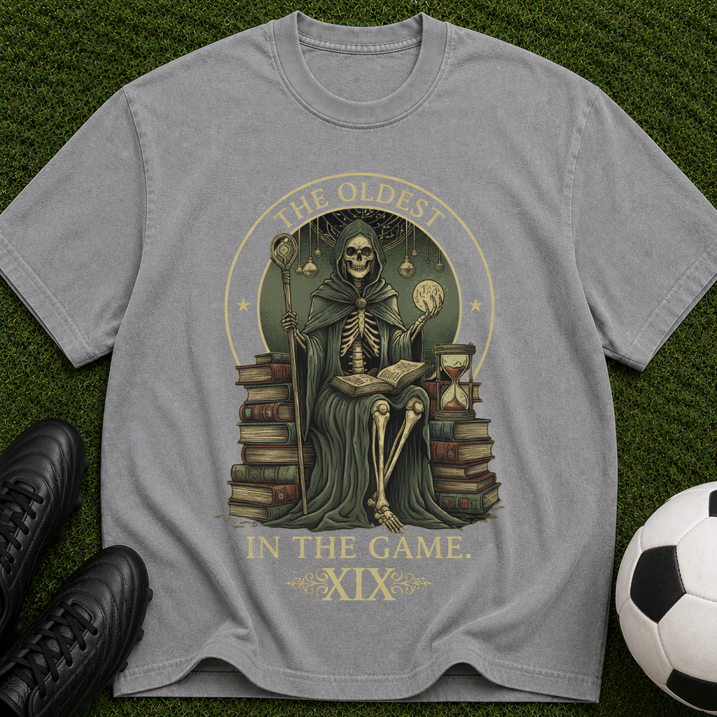 Vintage Skeleton 'The Oldest in the Game XIX' Graphic T-Shirt