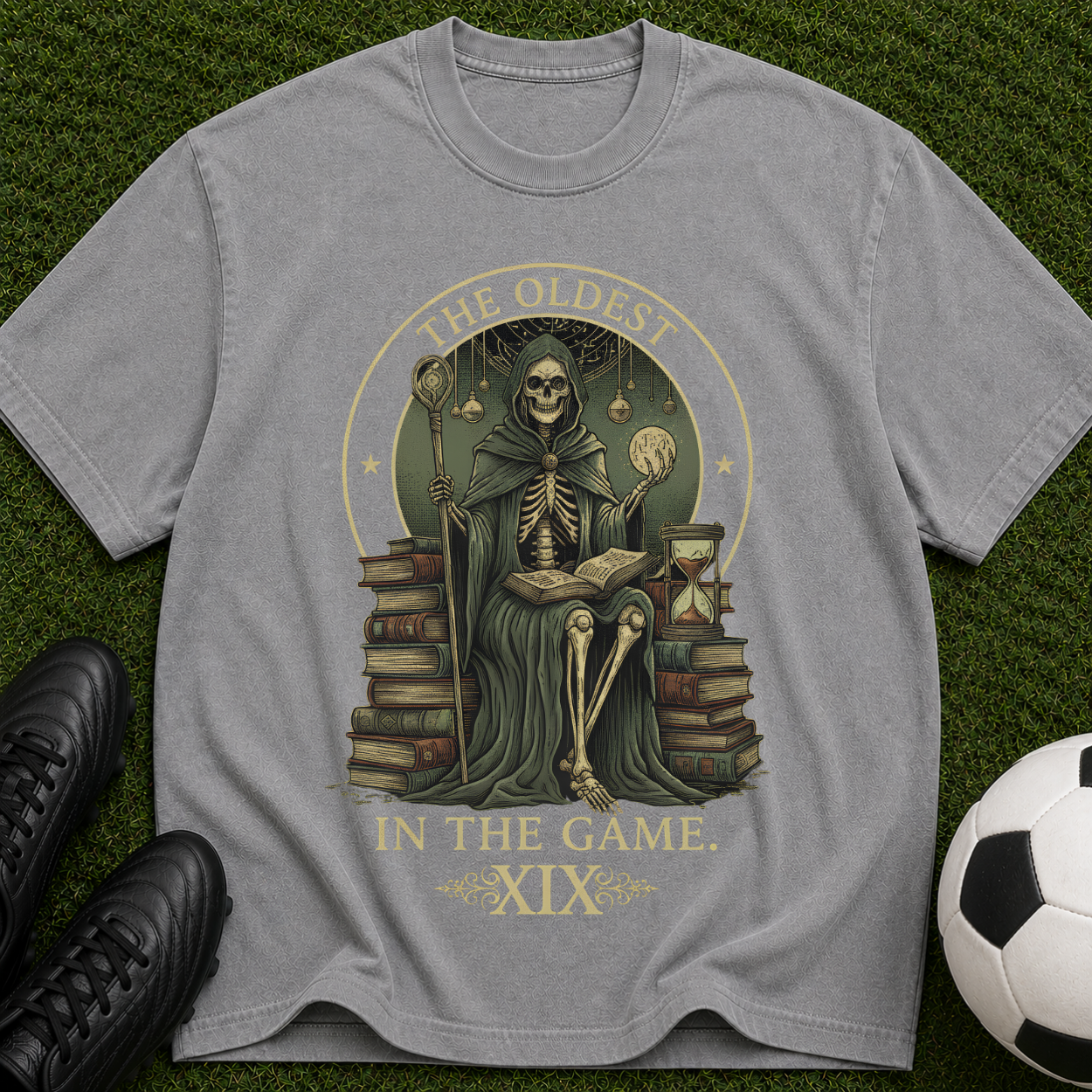 Vintage Skeleton 'The Oldest in the Game XIX' Graphic T-Shirt