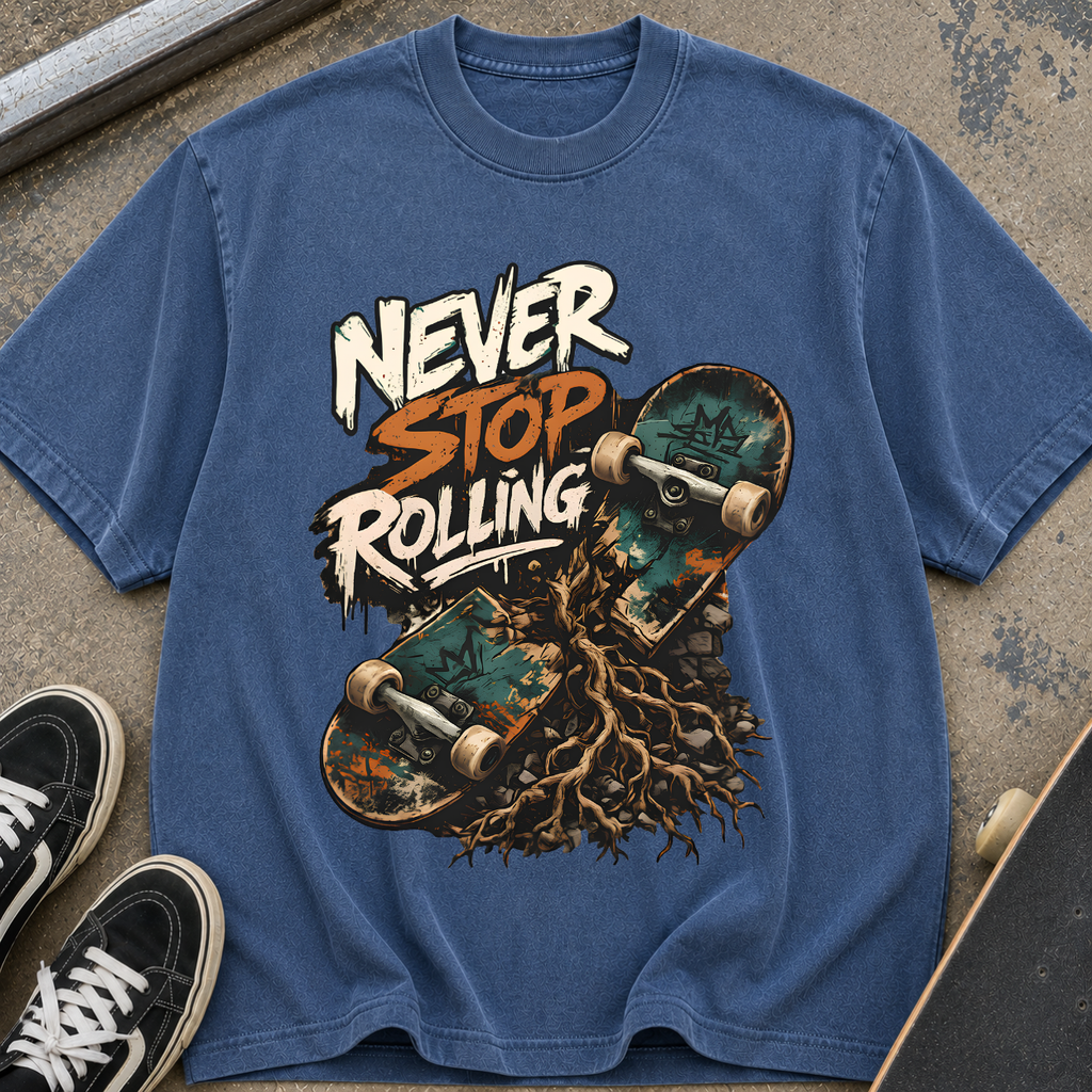 Never Stop Rolling Skateboard T-Shirt
