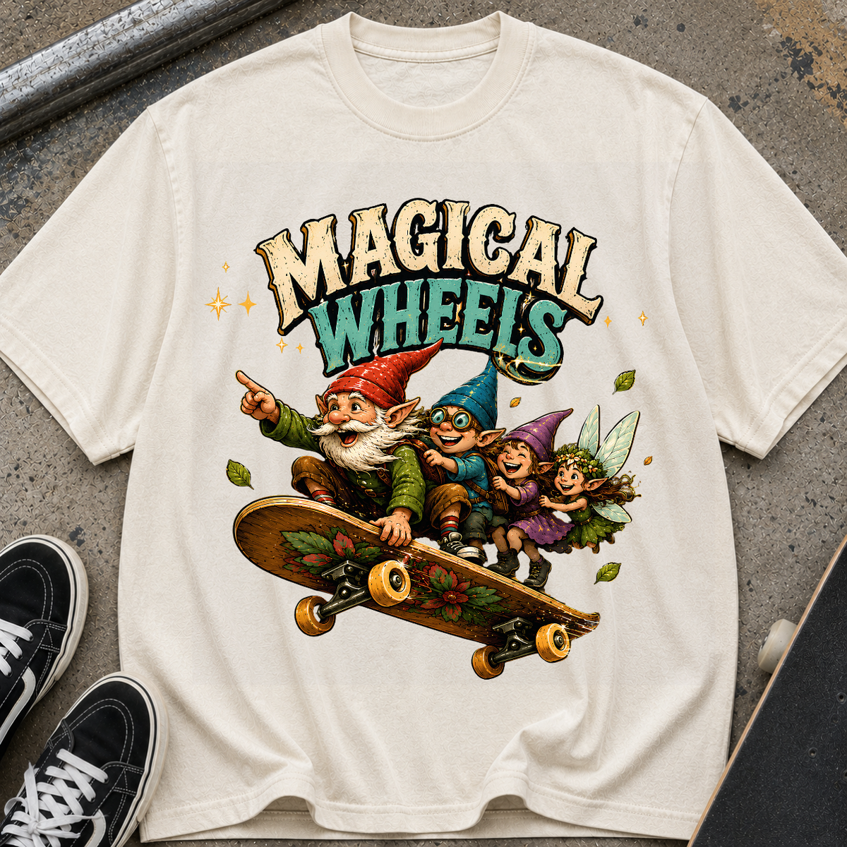 Magical Wheels Skateboard Gnomes T-Shirt