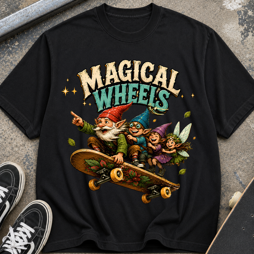 Magical Wheels Skateboard Gnomes T-Shirt