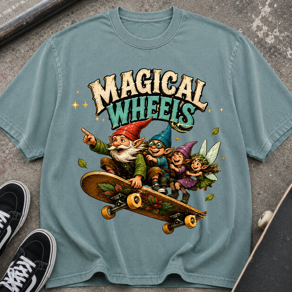 Magical Wheels Skateboard Gnomes T-Shirt