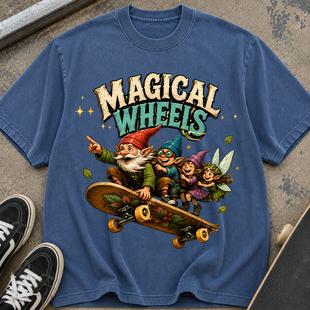 Magical Wheels Skateboard Gnomes T-Shirt