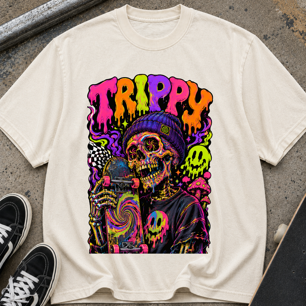 Trippy Neon Skull T-Shirt