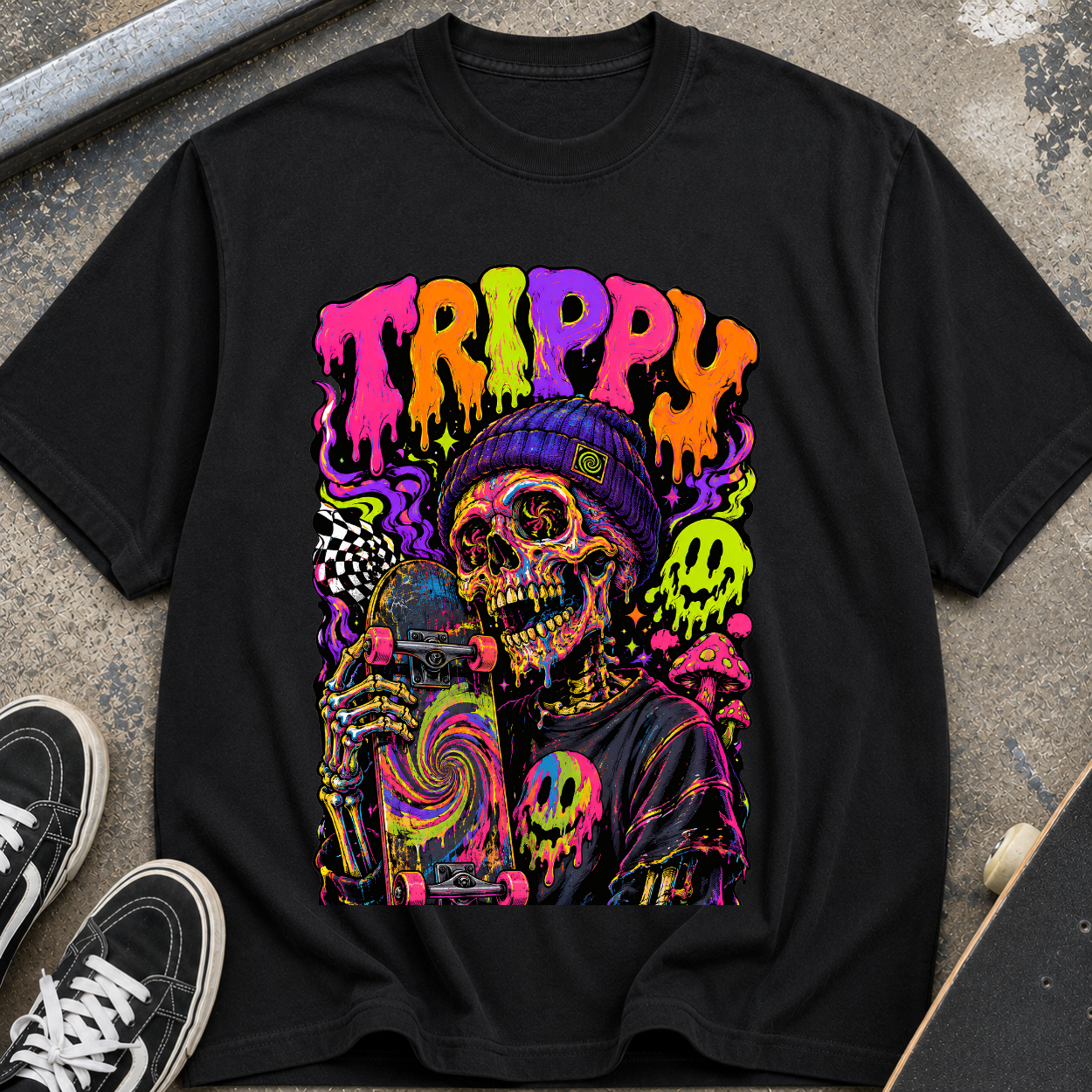 Trippy Neon Skull T-Shirt