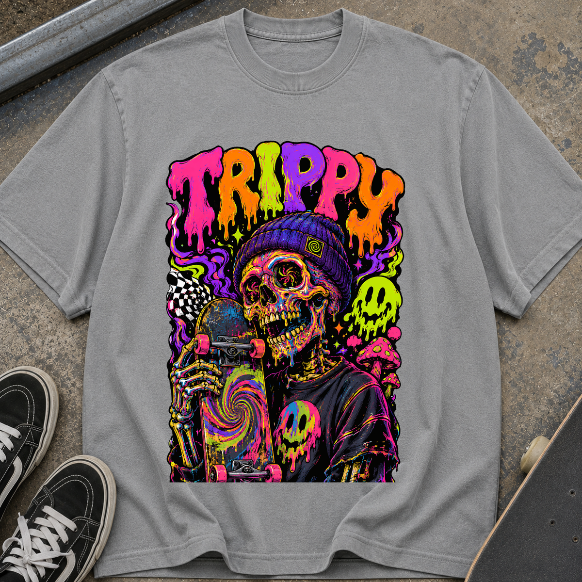 Trippy Neon Skull T-Shirt