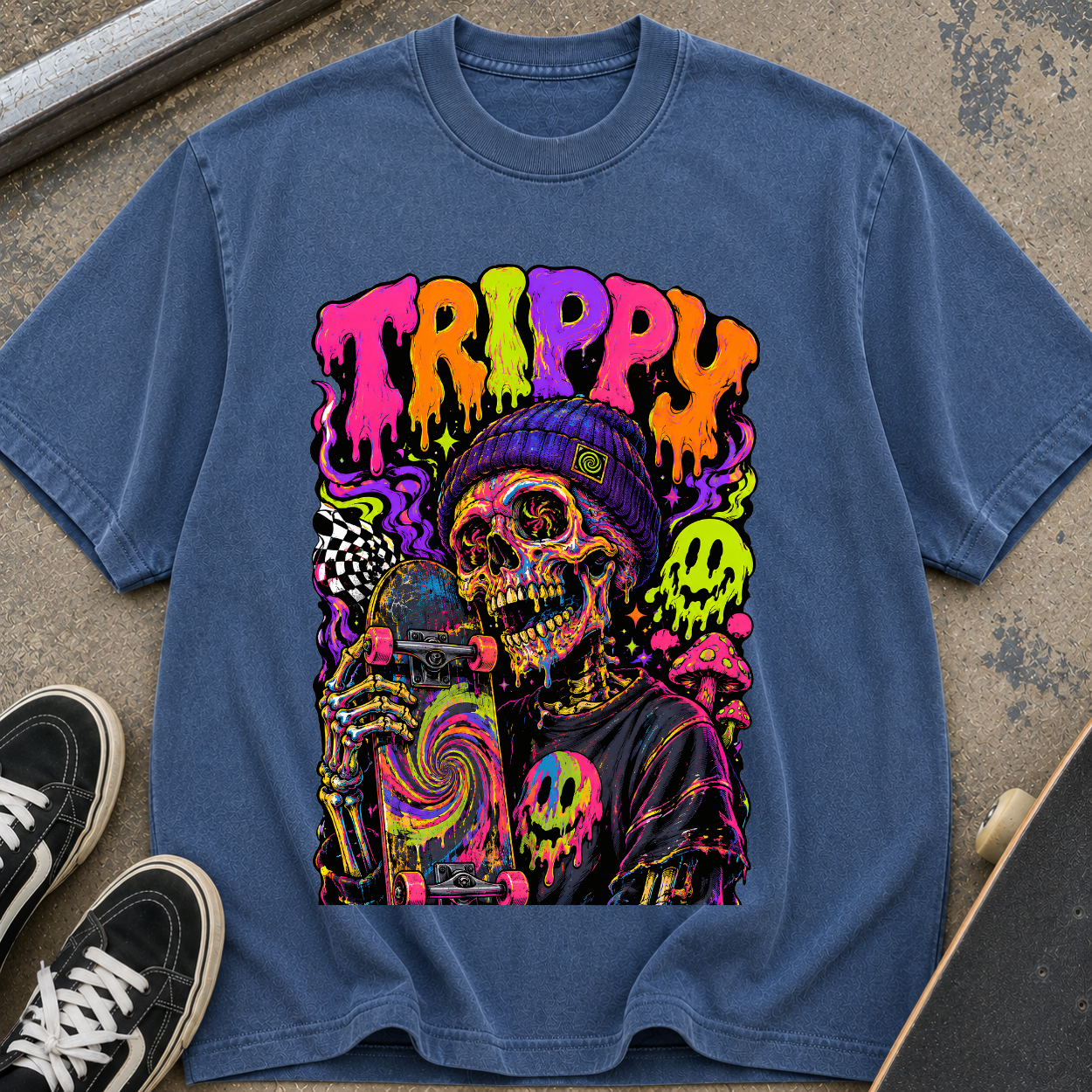 Trippy Neon Skull T-Shirt