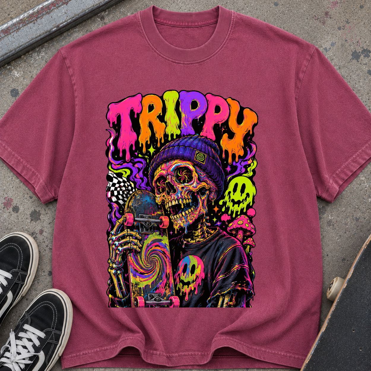 Trippy Neon Skull T-Shirt