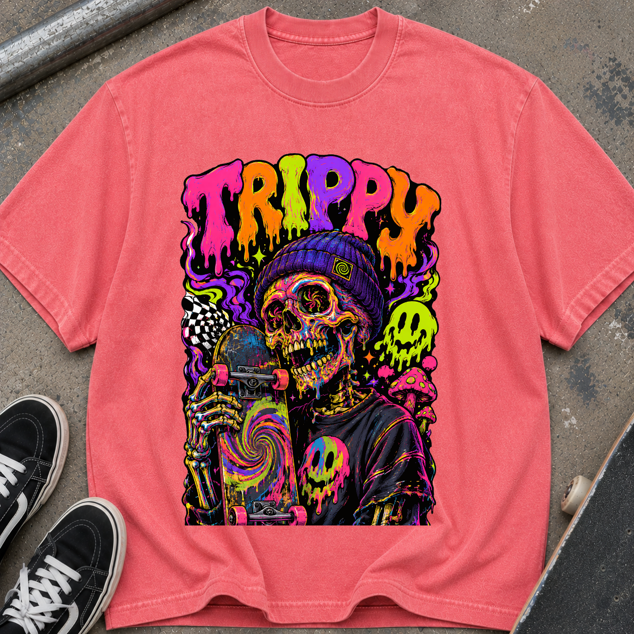 Trippy Neon Skull T-Shirt